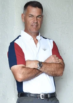 JPC EQUESTRIAN TuffRider® Men's Dennison Short Sleeve Show Shirt White/Ec Navy/Ec Red Outlet