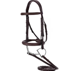 EQUINAVIA Valkyrie Pony Fancy-Stitched Hunter Bridle & Reins Chocolate Brown Hot