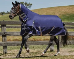WEATHERBEETA ® ComFiTec™ Essential Combo Neck Medium-Weight Turnout Blanket Navy/Silver/Red Discount