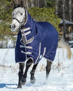 WEATHERBEETA ® ComFiTec™ Essential Combo Neck Medium-Weight Turnout Blanket Navy/Silver/Red Discount