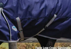 WEATHERBEETA ® ComFiTec™ Essential Combo Neck Medium-Weight Turnout Blanket Navy/Silver/Red Discount