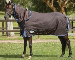 WEATHERBEETA ® ComFiTec™ Ultra Cozi II Detach-A-Neck Medium-Weight Turnout Blanket Charcoal/Blue/White Sale