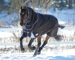 WEATHERBEETA ® ComFiTec™ Ultra Cozi II Detach-A-Neck Medium-Weight Turnout Blanket Charcoal/Blue/White Sale