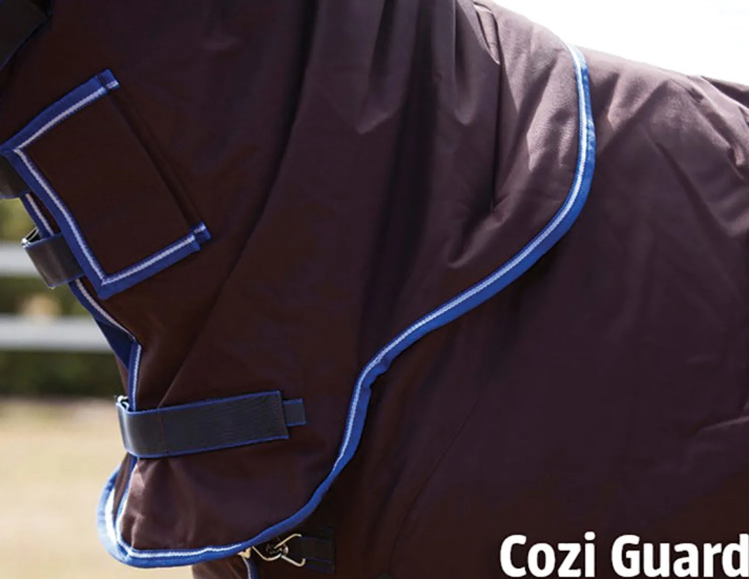 WEATHERBEETA ® ComFiTec™ Ultra Cozi II Detach-A-Neck Medium-Weight Turnout Blanket Charcoal/Blue/White Sale