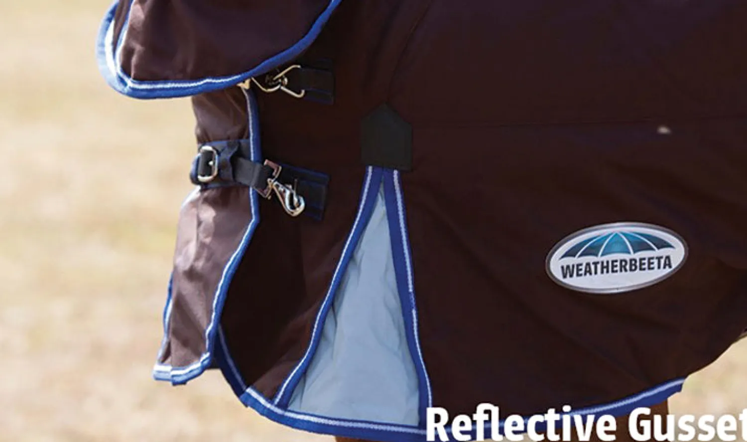 WEATHERBEETA ® ComFiTec™ Ultra Cozi II Detach-A-Neck Medium-Weight Turnout Blanket Charcoal/Blue/White Sale